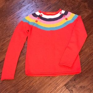Mini Boden Girls sweater, 7-8 multicolored striped at top, with adorable buttons